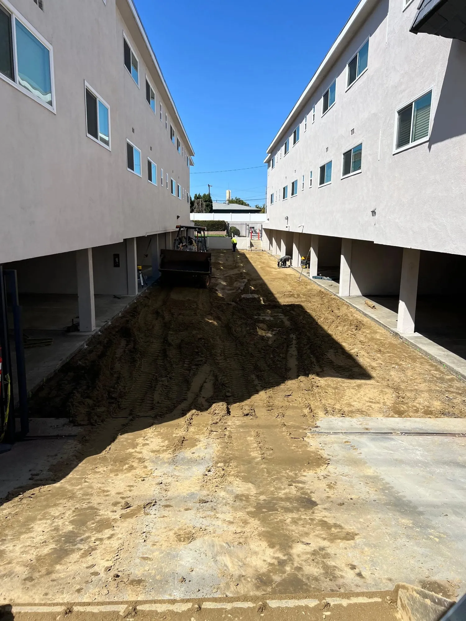 Graded dirt drive before the concrete pour