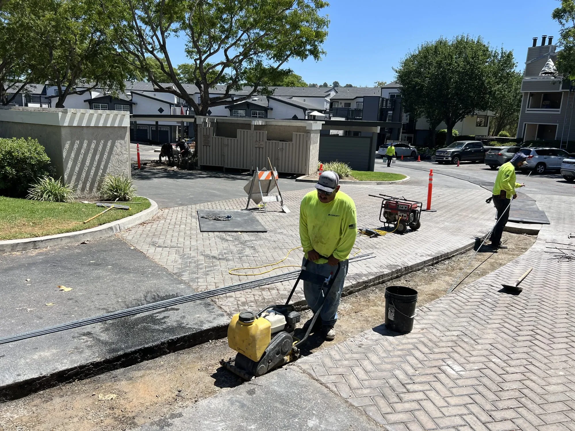 La Habra Concrete Corp crew preparing a paved outdoor area